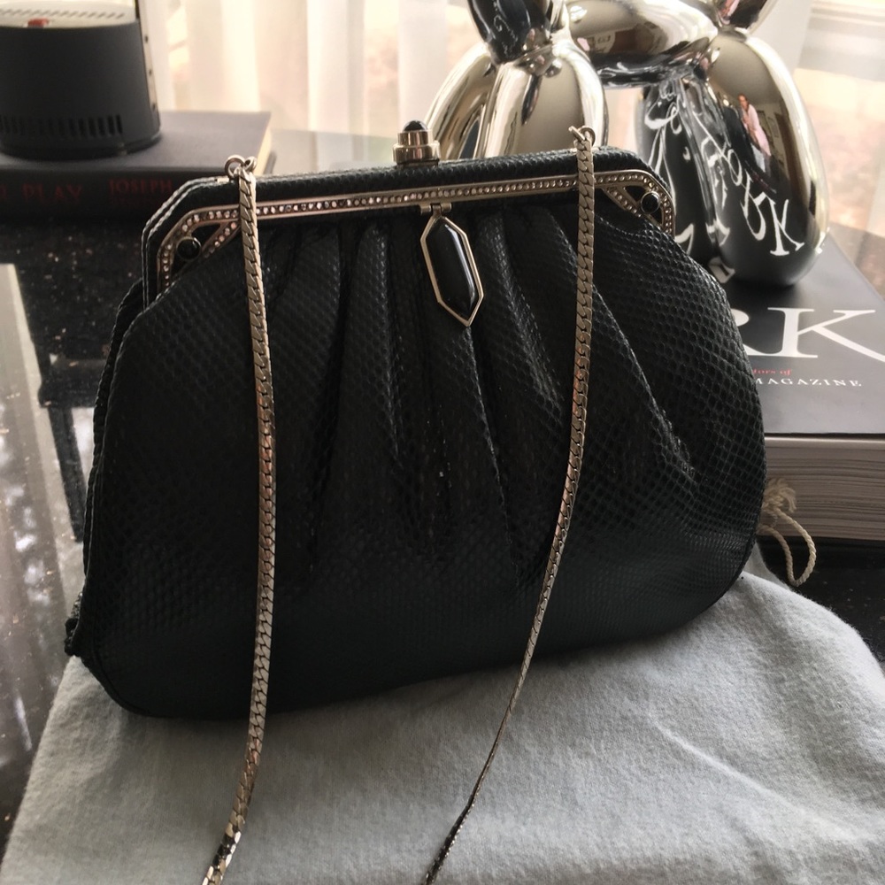 Judith Leiber black snakeskin handbag!